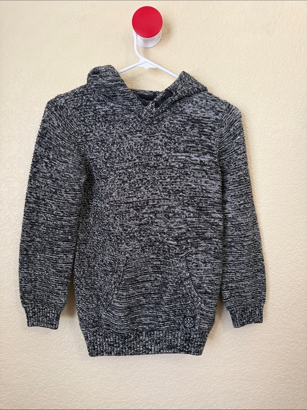F&F Marled Black and White Knit Crewneck Hoodie